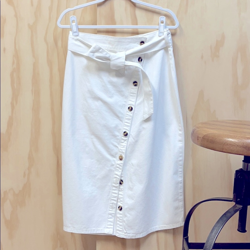 White Button Down Midi Skirt